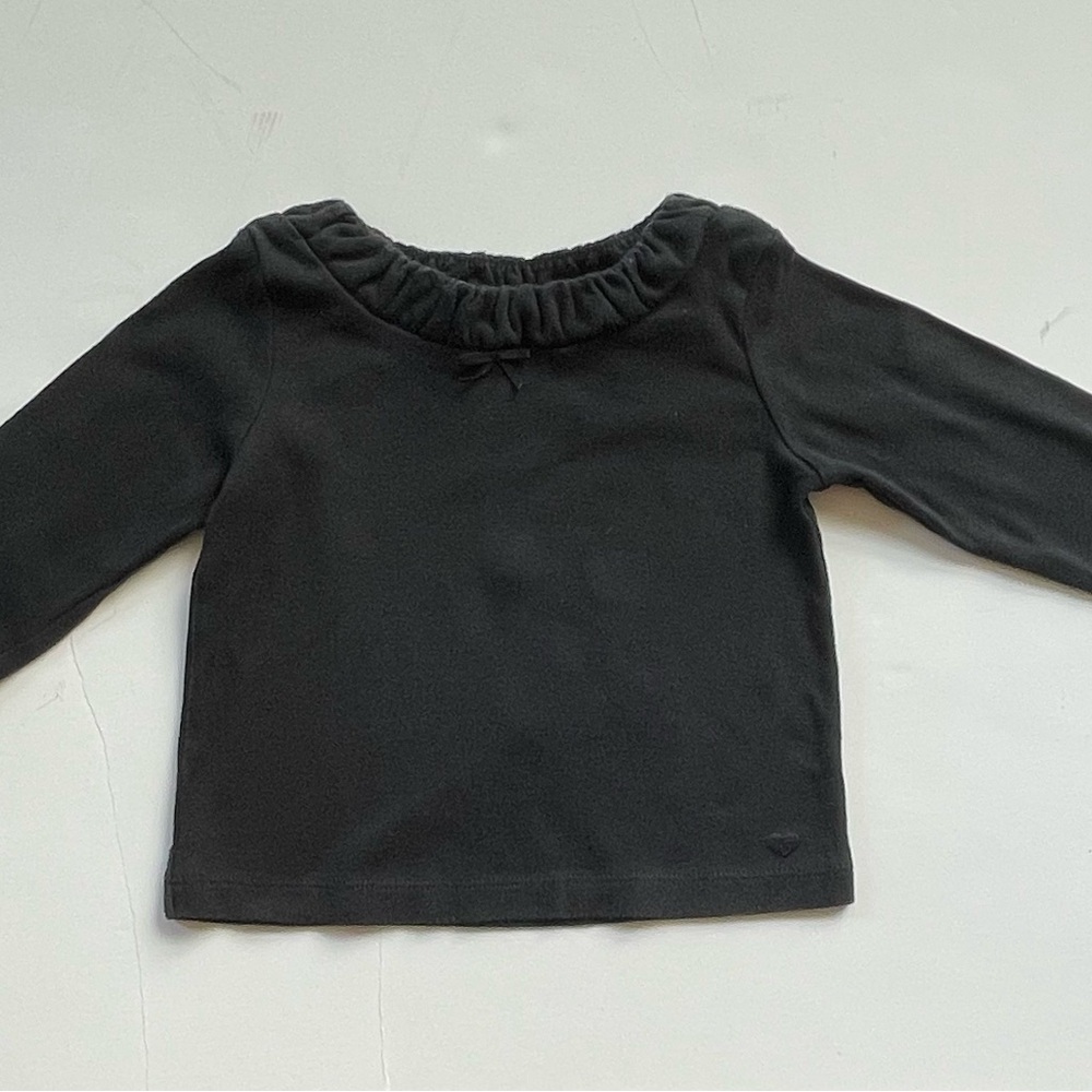 Gymboree Black Long Sleeve Tee with Ruffled Neckline